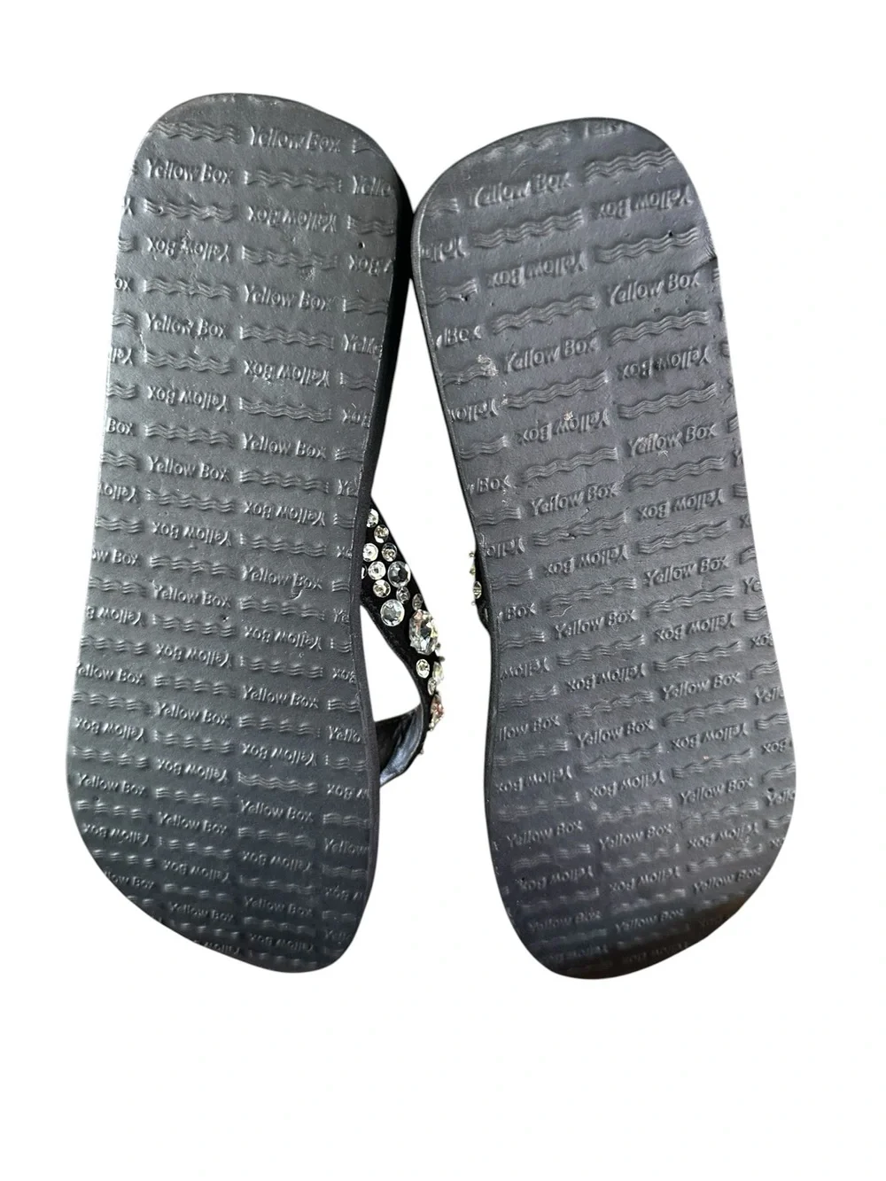 Yellow Box Women’s Black Jeweled Platform Thong Flip Flop Sandals